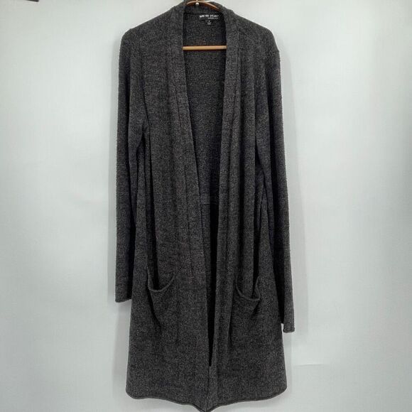Barefoot Dreams Gray Adjustable Waist Long Open Front Cardigan Sweater Medium - Picture 1 of 5